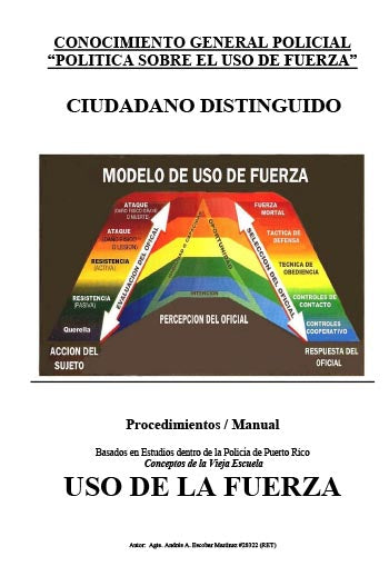 Book cover of 'Uso de la Fuerza' with a diagram of force use model.